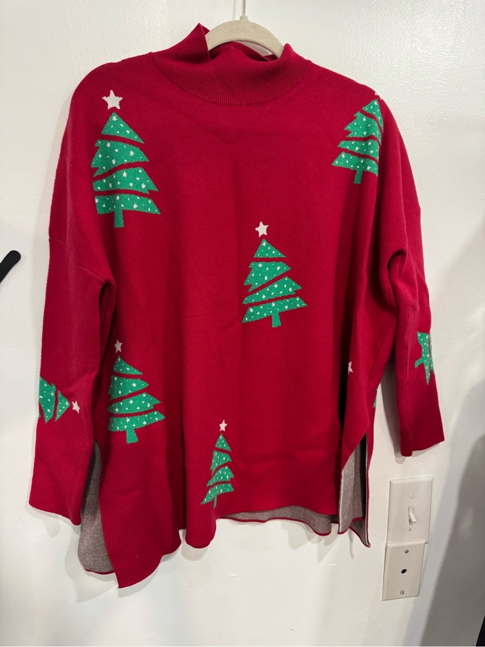 Red Christmas Tree Cowlneck Sweater